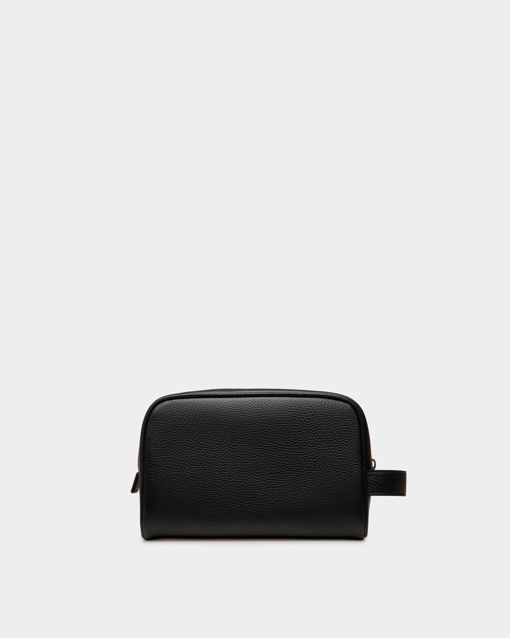Ribbon Toiletry Bag In Black Leather