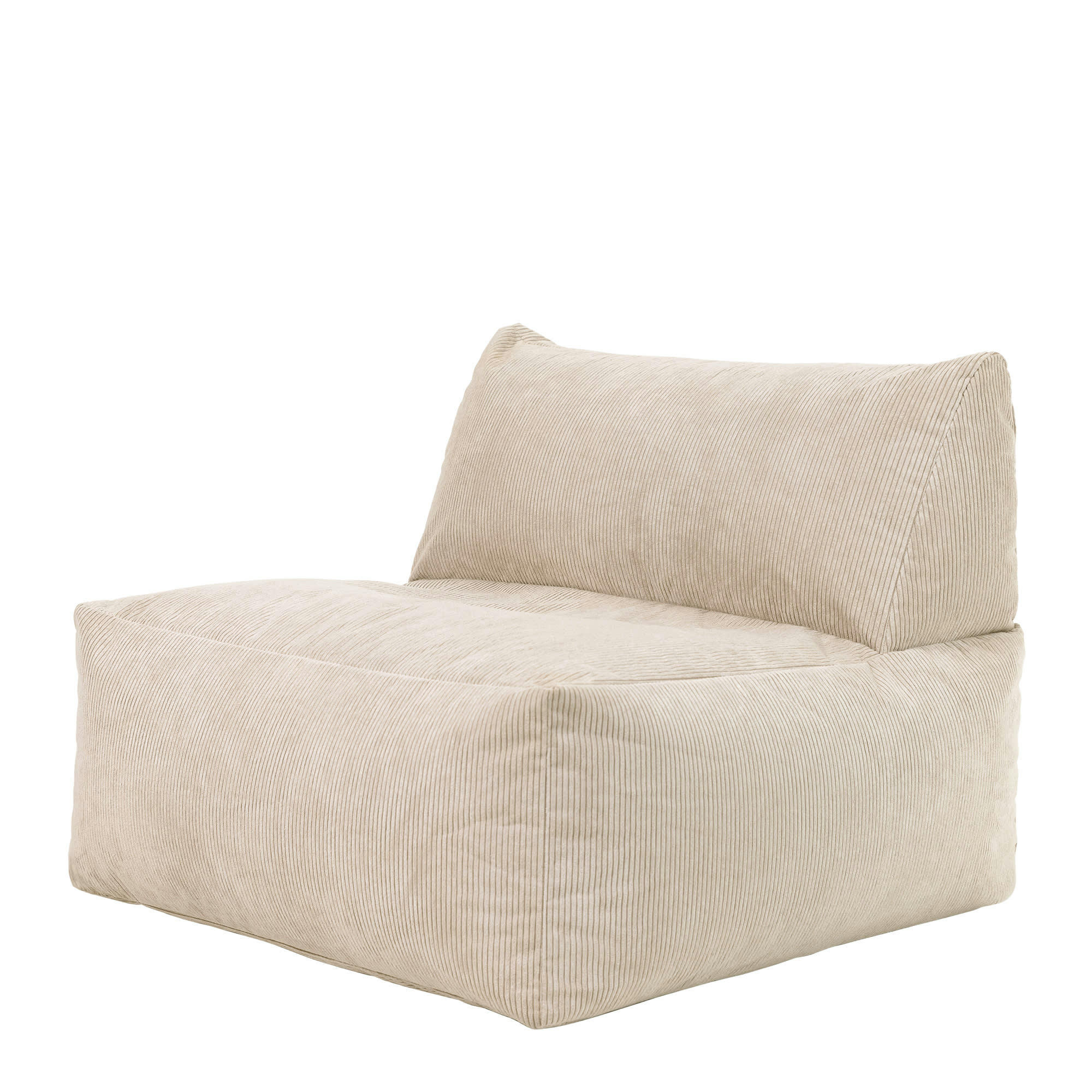 TETRA - Pouf chauffeuse modulable velours côtelé beige galet