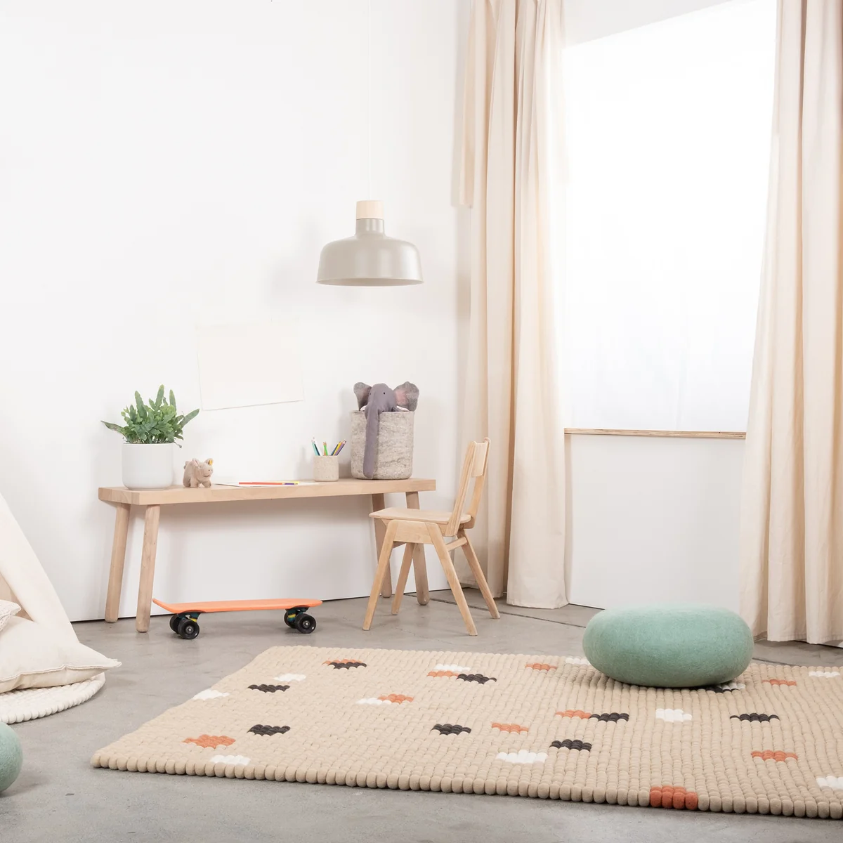 myfelt - Terra Sand Filzkugelteppich rechteckig