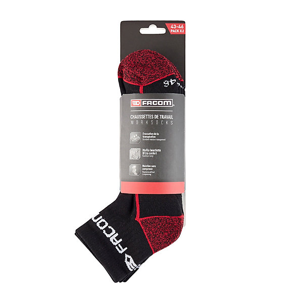 Chaussette de travail basse noire Facom Taille 41/45, 2 paires