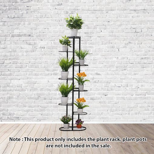 SOGA 8-Tier 9-Pot Black Metal Plant Stand Flowerpot Display Shelf Rack