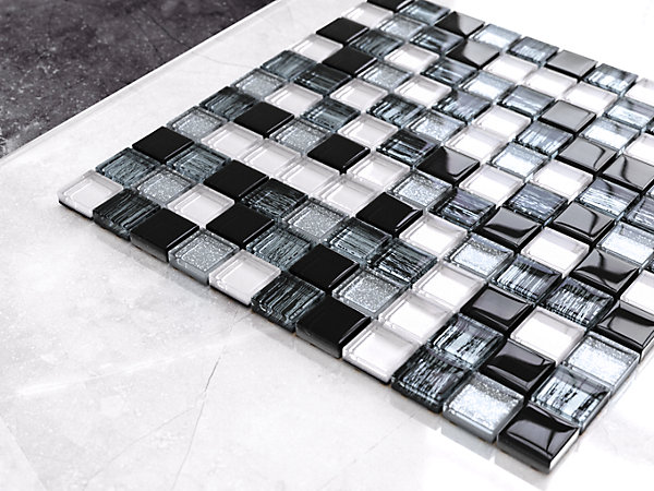Mosaïque en verre sur filet pour salle de bain ou cuisine 30 cm x 30 cm - Pearl jam