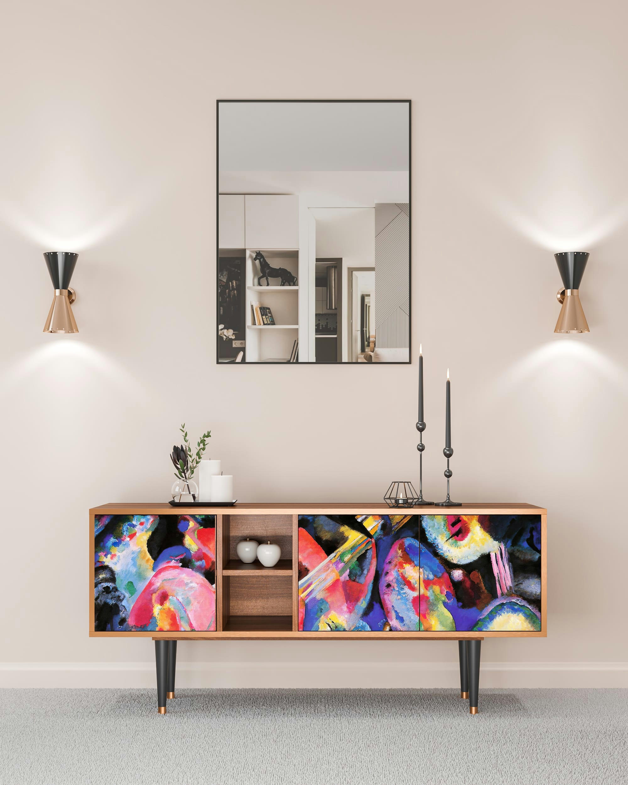 KANDINSKY - Meuble TV  multicolore 3 tiroirs L 150 cm