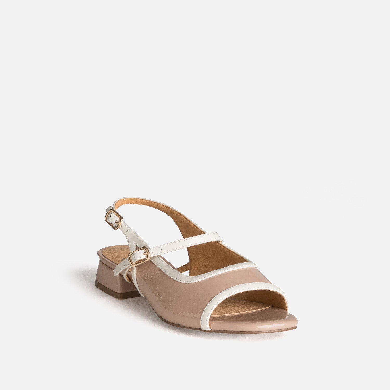 Babies slingback beige bordure blanche open-toe