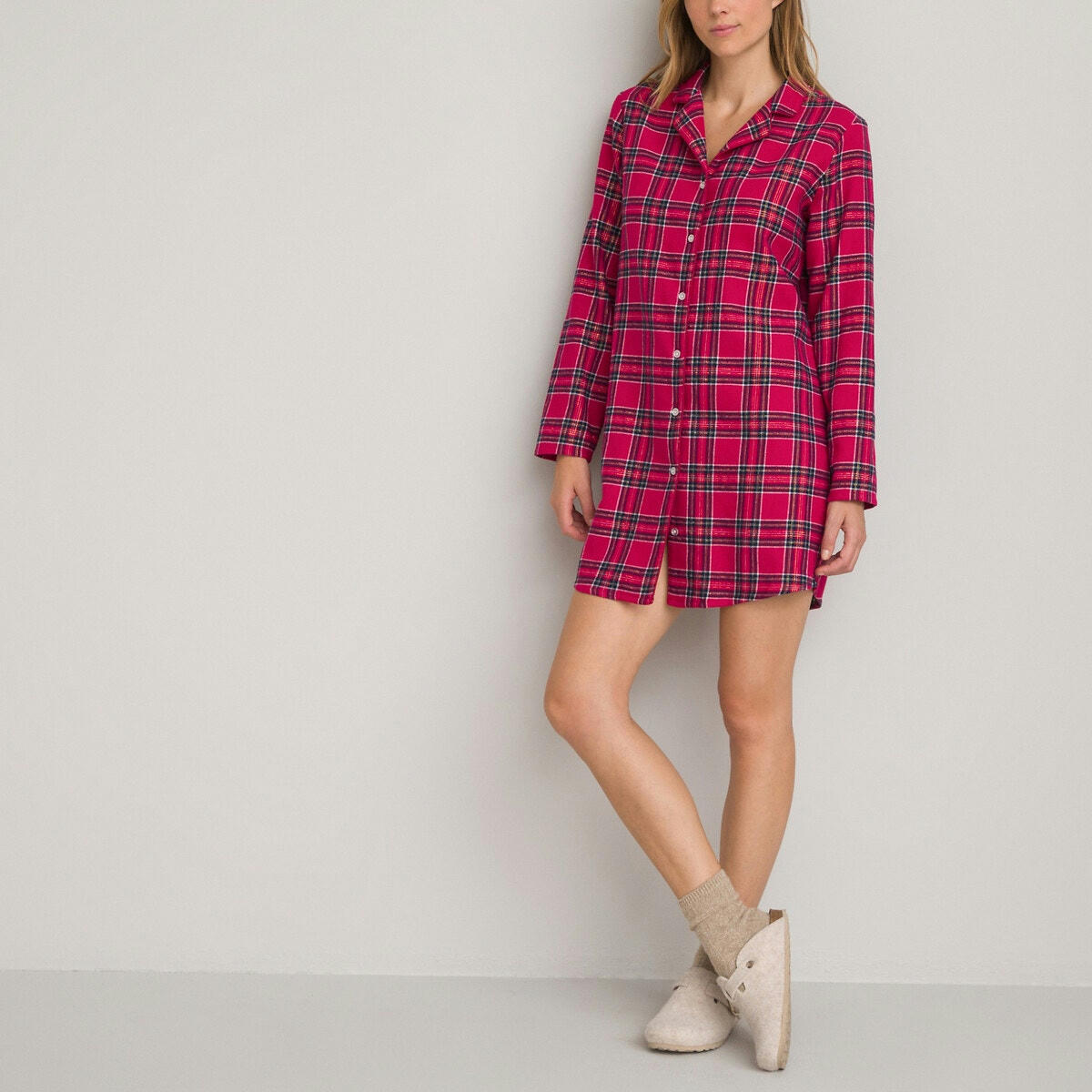 Chemise de nuit forme liquette à carreaux