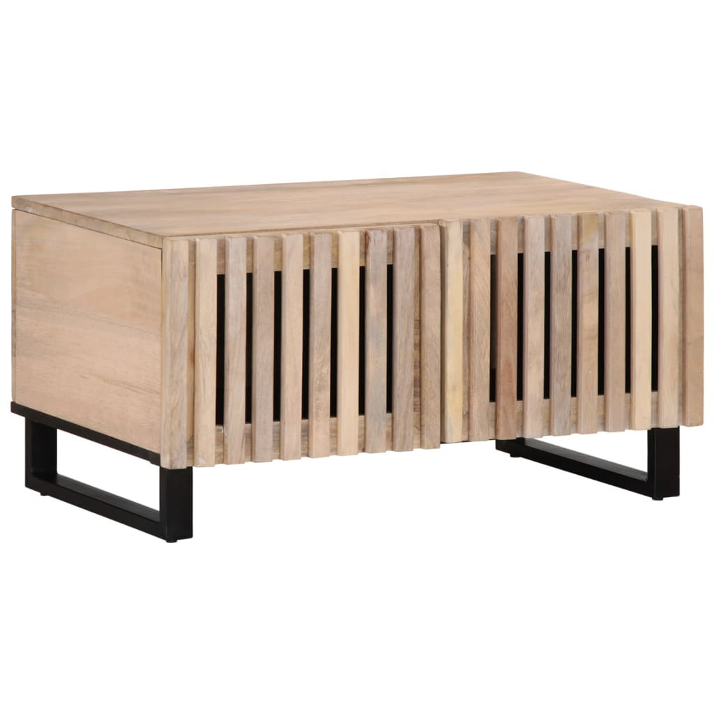 Stolik Kawowy Ława Stół Biały Drewniany 80x51x40 Drzwiczki Do Salonu