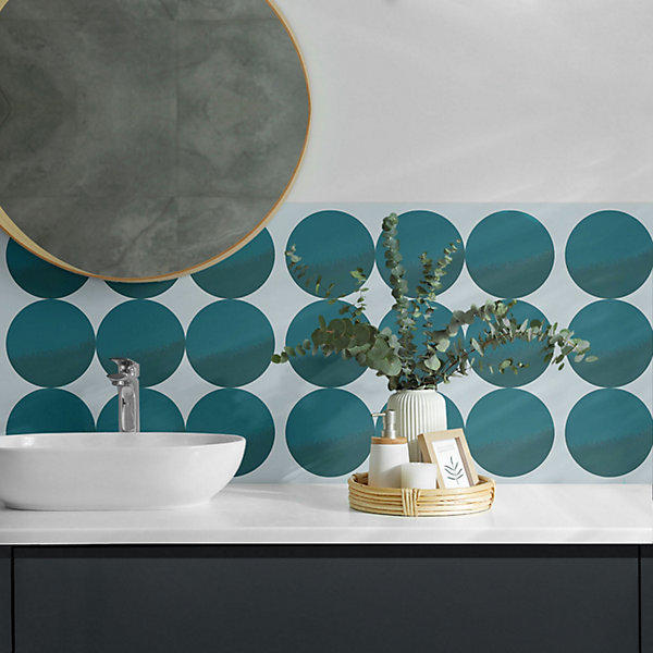 Panneau Mural PVC Wallfluent 50x50 cm Disposition De Cercles Dans Une Grille 4 pièces