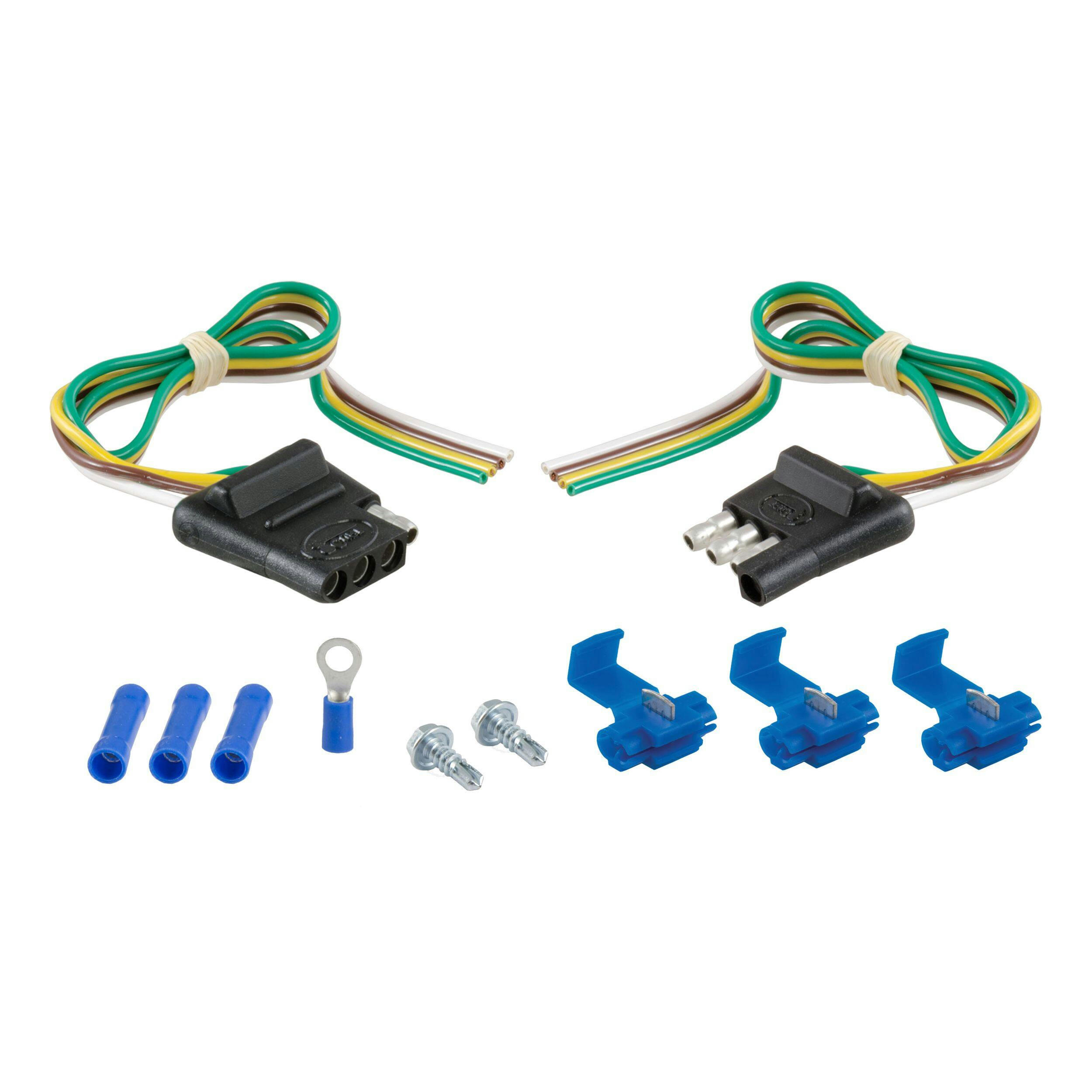CURT 58344 4-Way Flat Connector Plug & Socket with 12-in Wires & Hardware