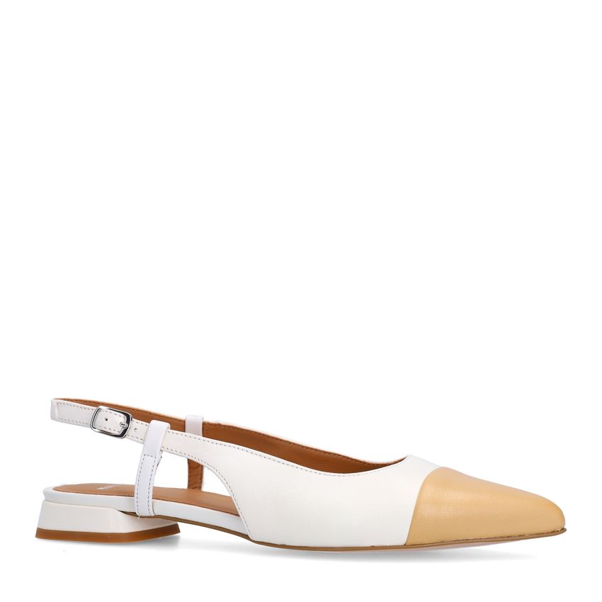 Manfield Witte leren slingbacks