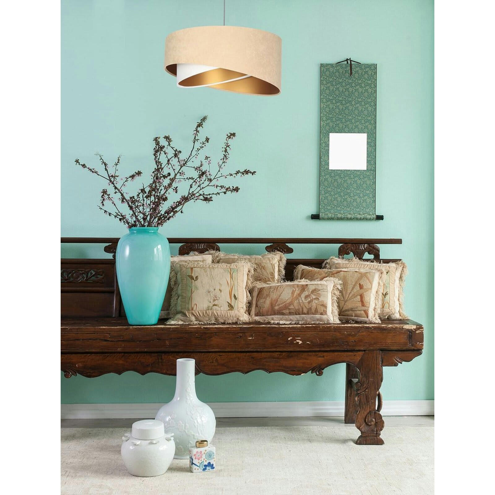 GALAXY - Suspension Tissu Beige 50x50x23 cm