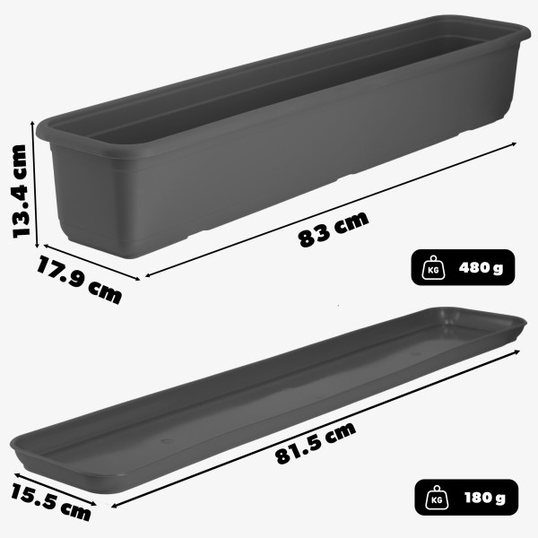 Kadax Skrzynka Balkonowa Doniczka 80cm   Podstawka