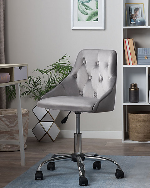 Chaise de bureau PARRISH Velours Gris