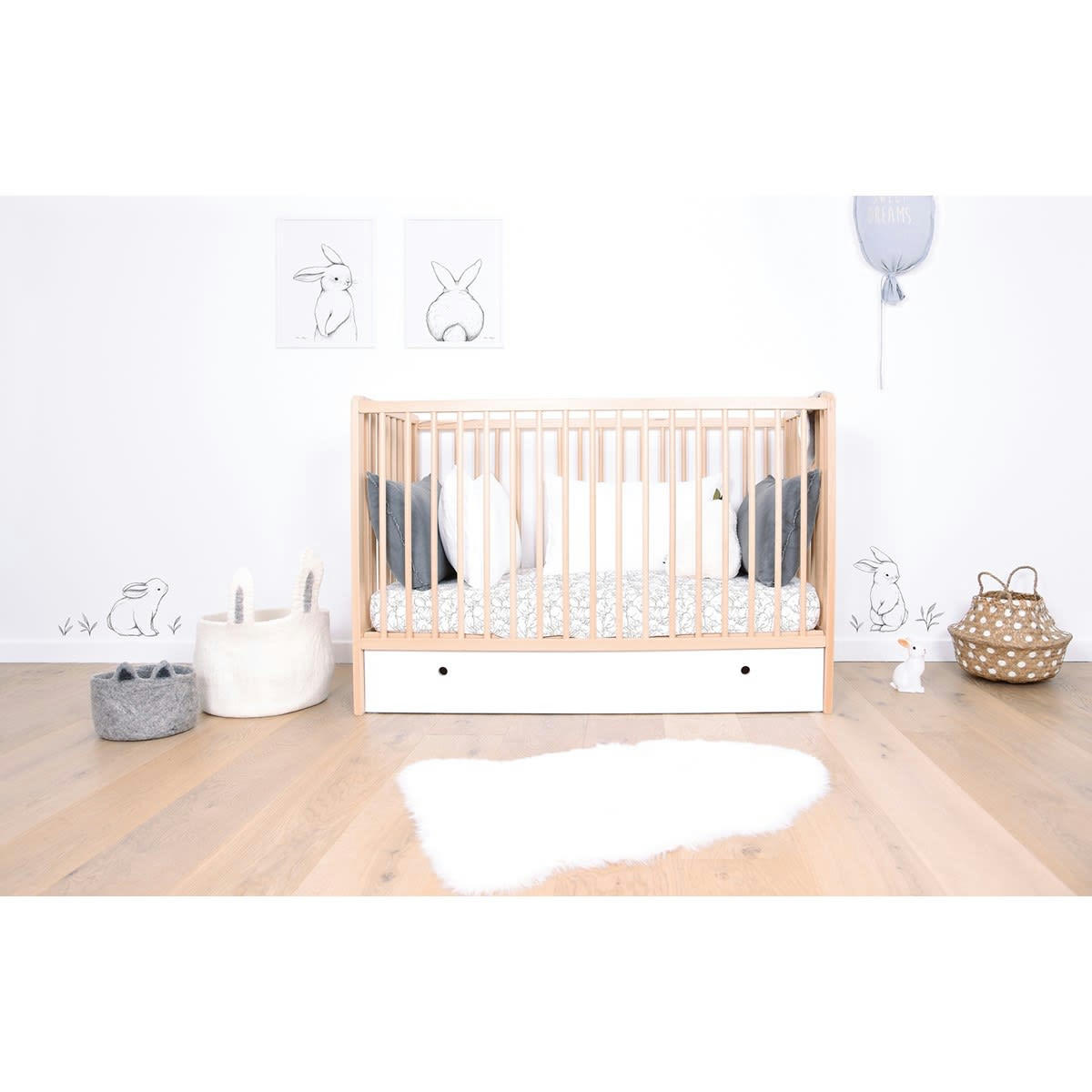 BUNNY - Stickers lapins en Vinyle mat Gris 29,7x42 cm