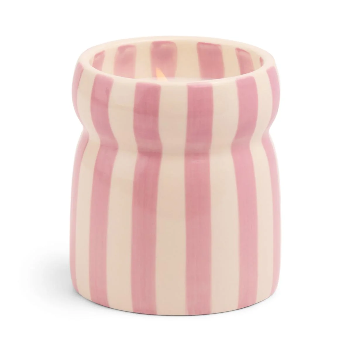 Cabana 6.5oz/184g Grecian Sand Lavender Stripped Ceramic Candle