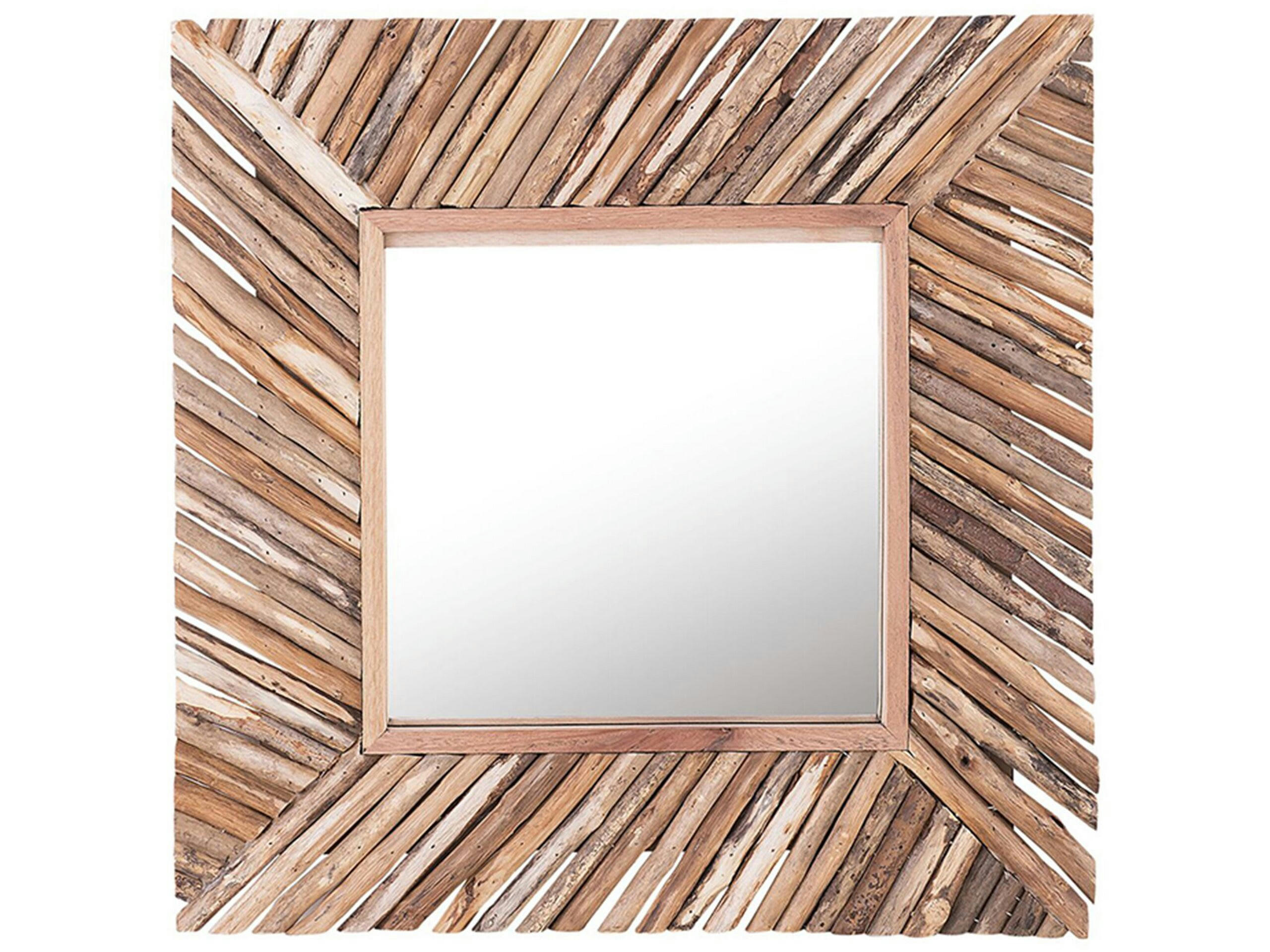 KANAB - Miroir en bois solide bois clair 60x60