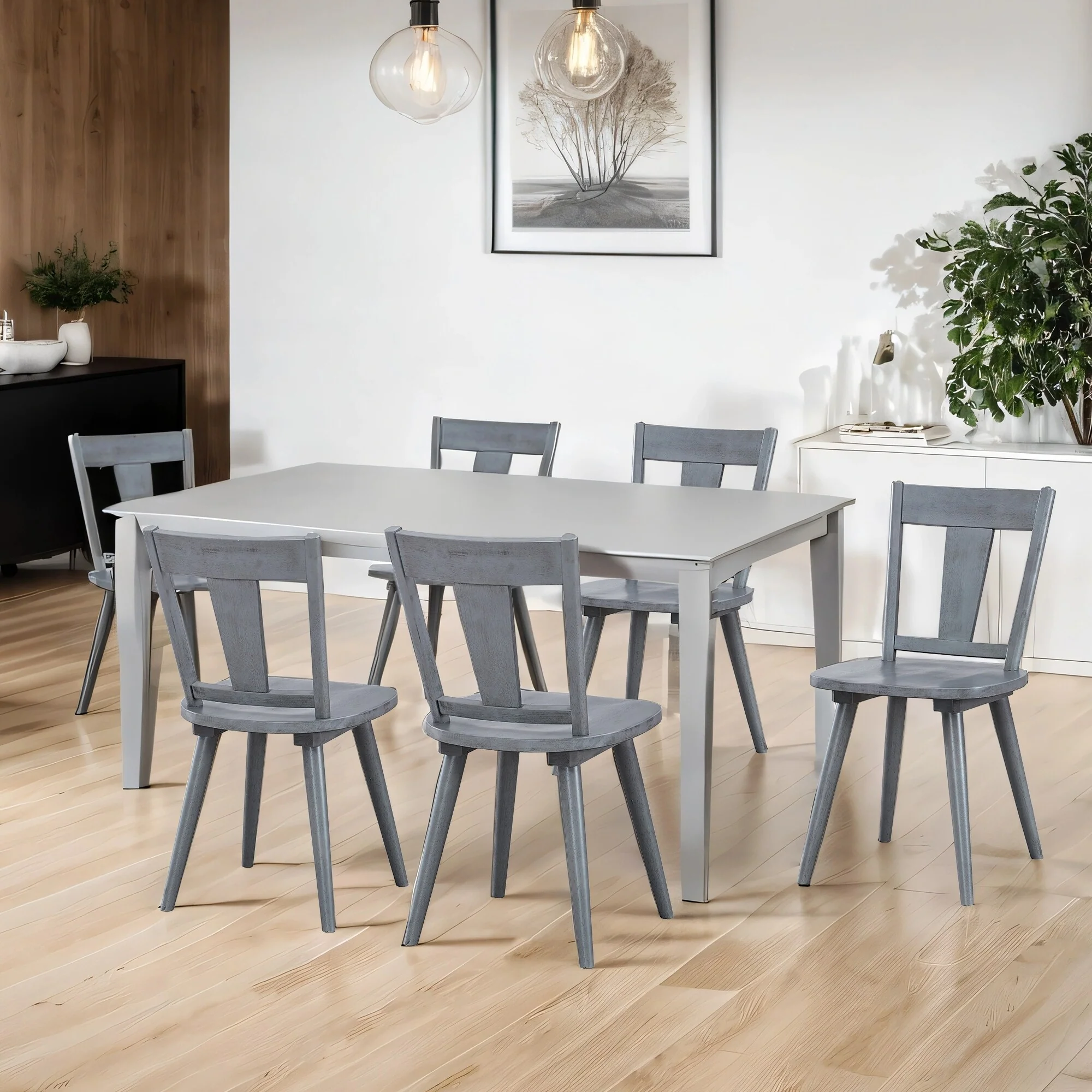 Vintage Panel Back Wooden Dining Chairs