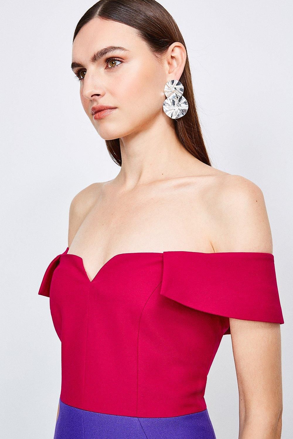 KarenMillen Colourblock Forever Bardot Dress