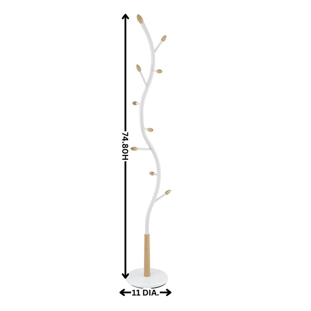 Metal Branch Design Standing Coat Rack with 9 Hooks