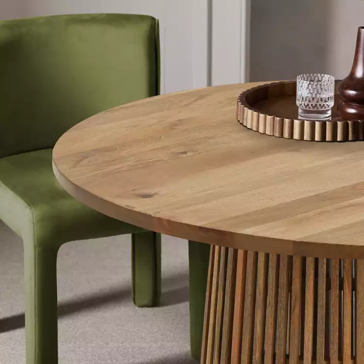 Habitat Jericho Natural Dining Table & 4 Green Chairs