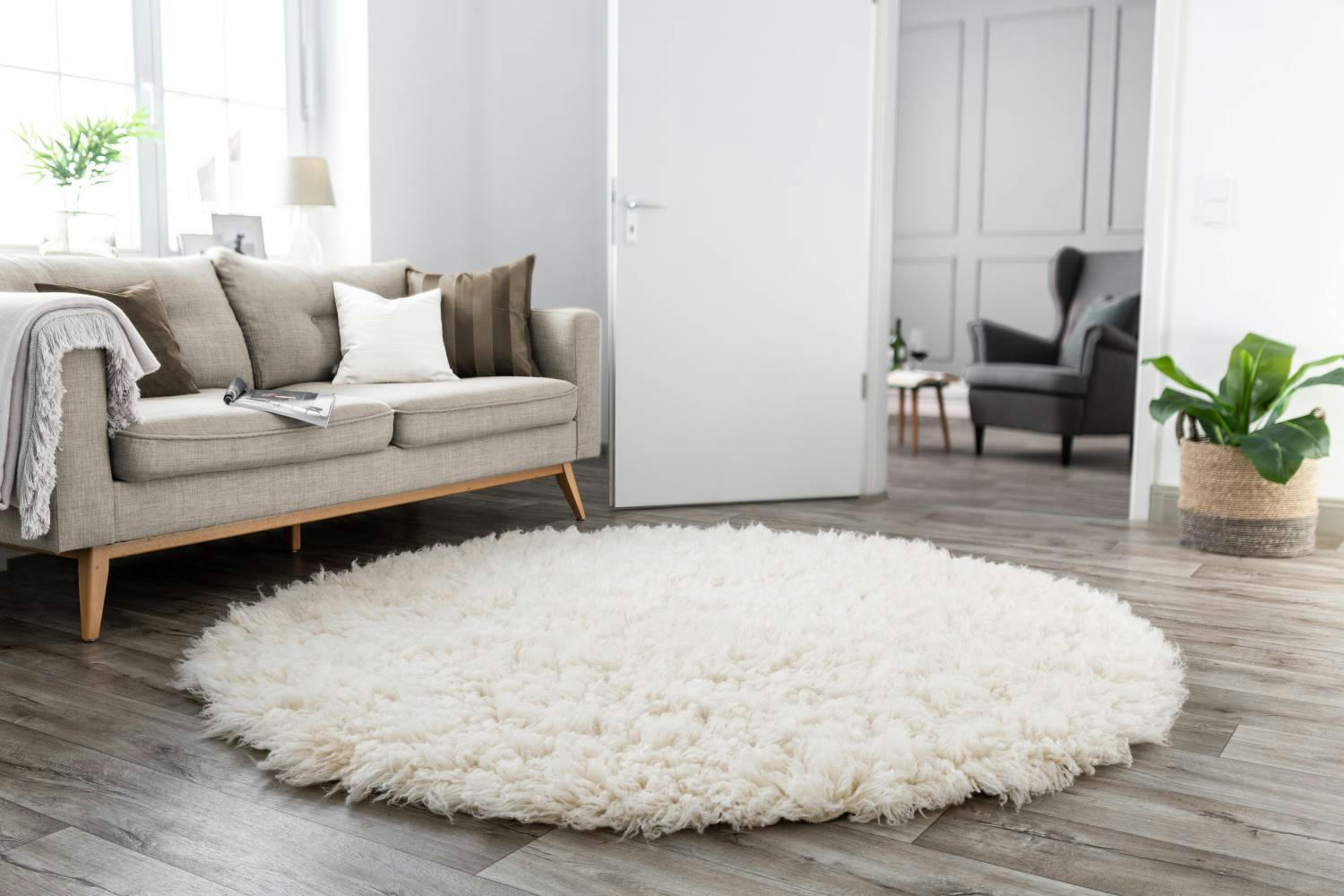 FLOKOS 2450 - Tapis flokati en laine vierge - naturel D200 cm