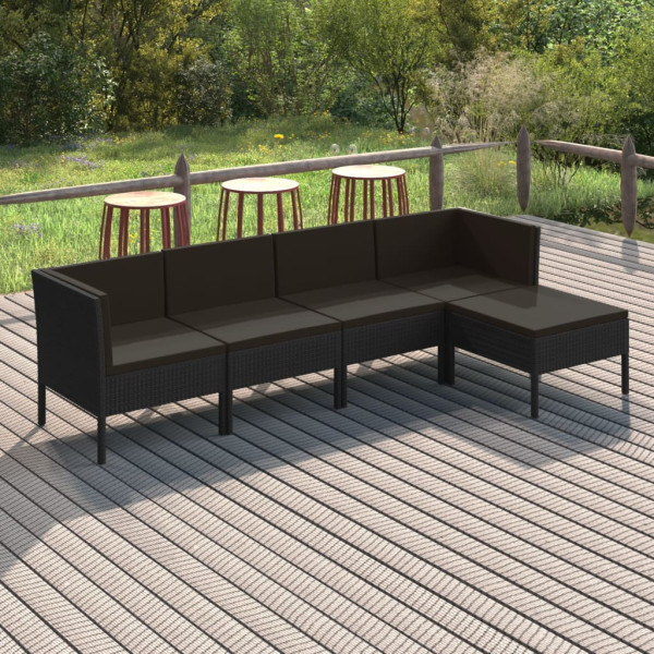 Zestaw wypoczynkowy do ogrodu Czarny Technorattan 2x sofa środkowa   2x
