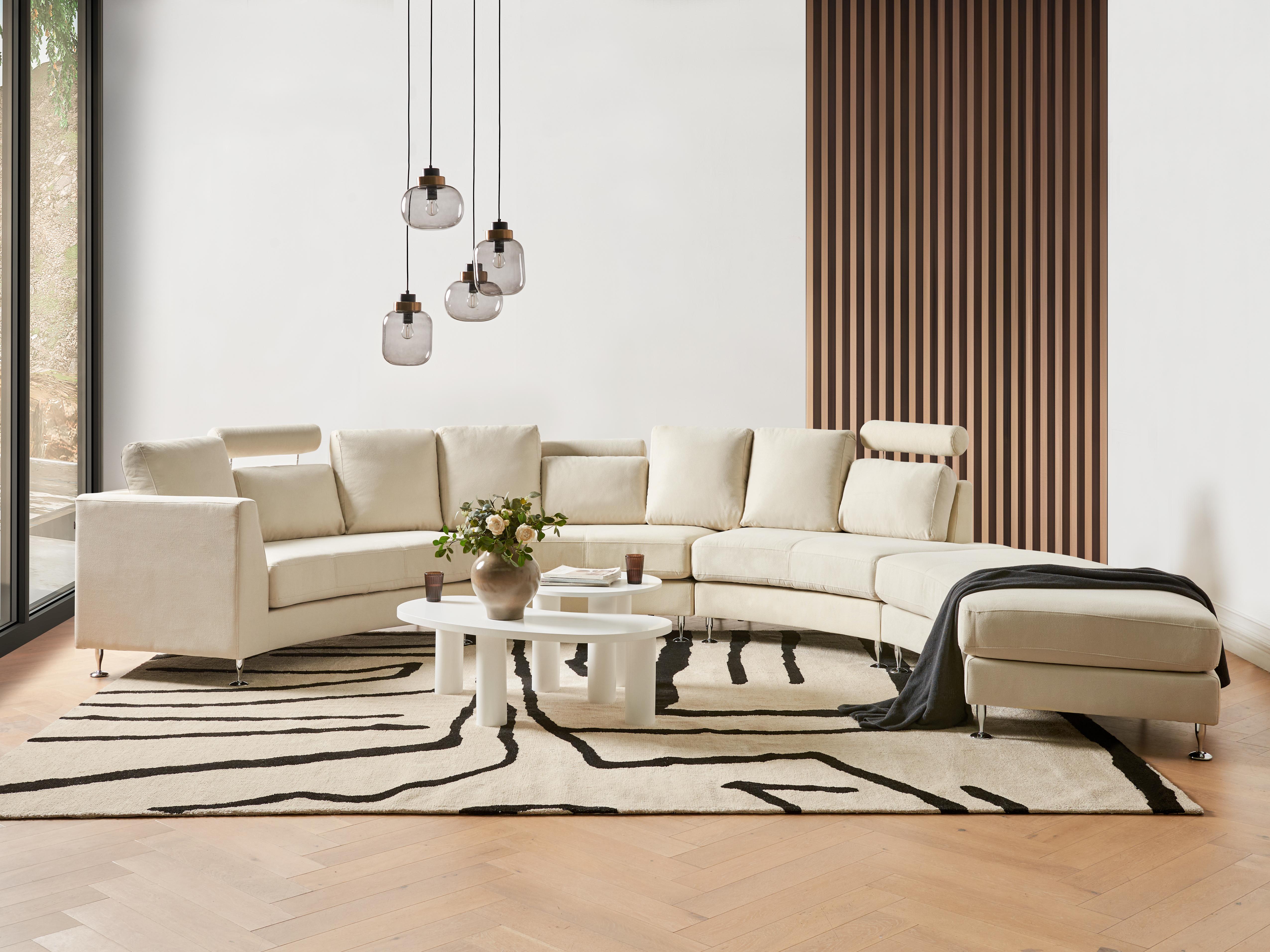 Curved Sofa 7 Seater ROTUNDE Fabric Beige