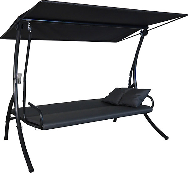 balancelle Elegance Zip - balancelle de jardin pour s'asseoir, s'allonger et se détendre, avec fonction lit, anthracite