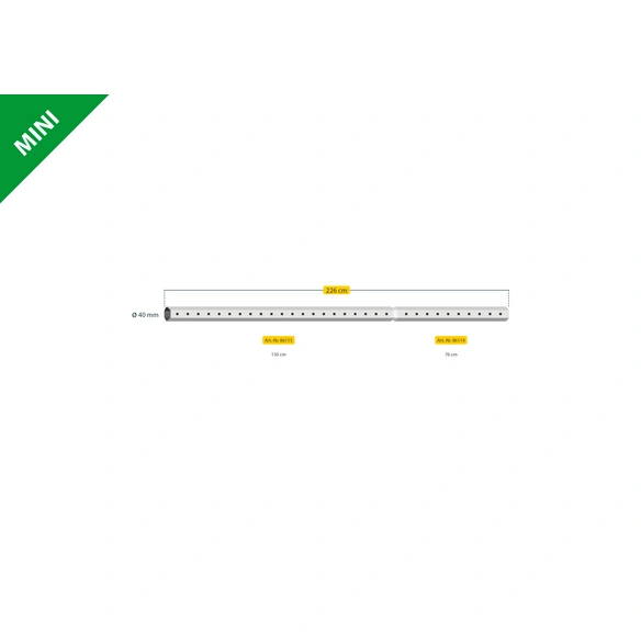 Achtkantwelle, Länge: 100 cm, geeignet für Rolladensystem: Mini