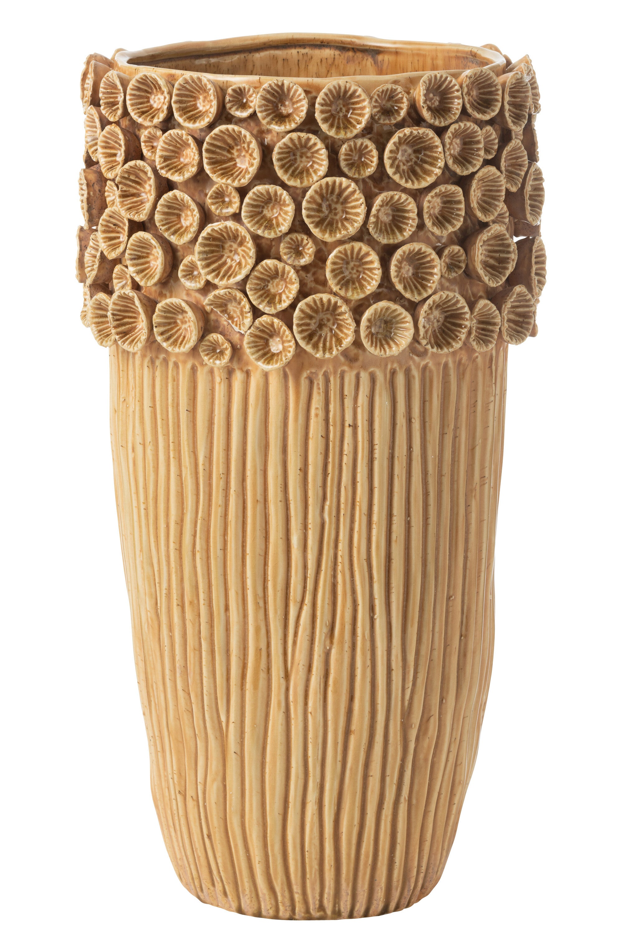 J-Line vaas Koraal Hoog - keramiek - geel - large - 56.5 cm hoog