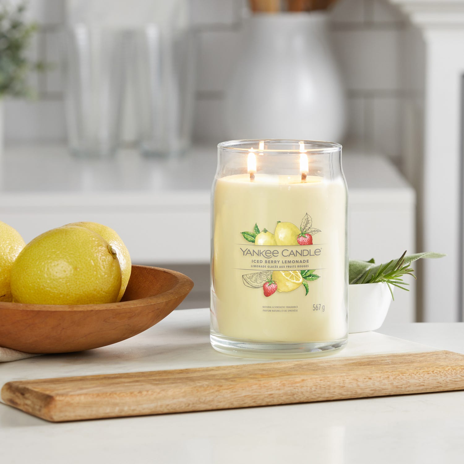 Iced Berry Lemonade, candela in giara grande Yankee Candle