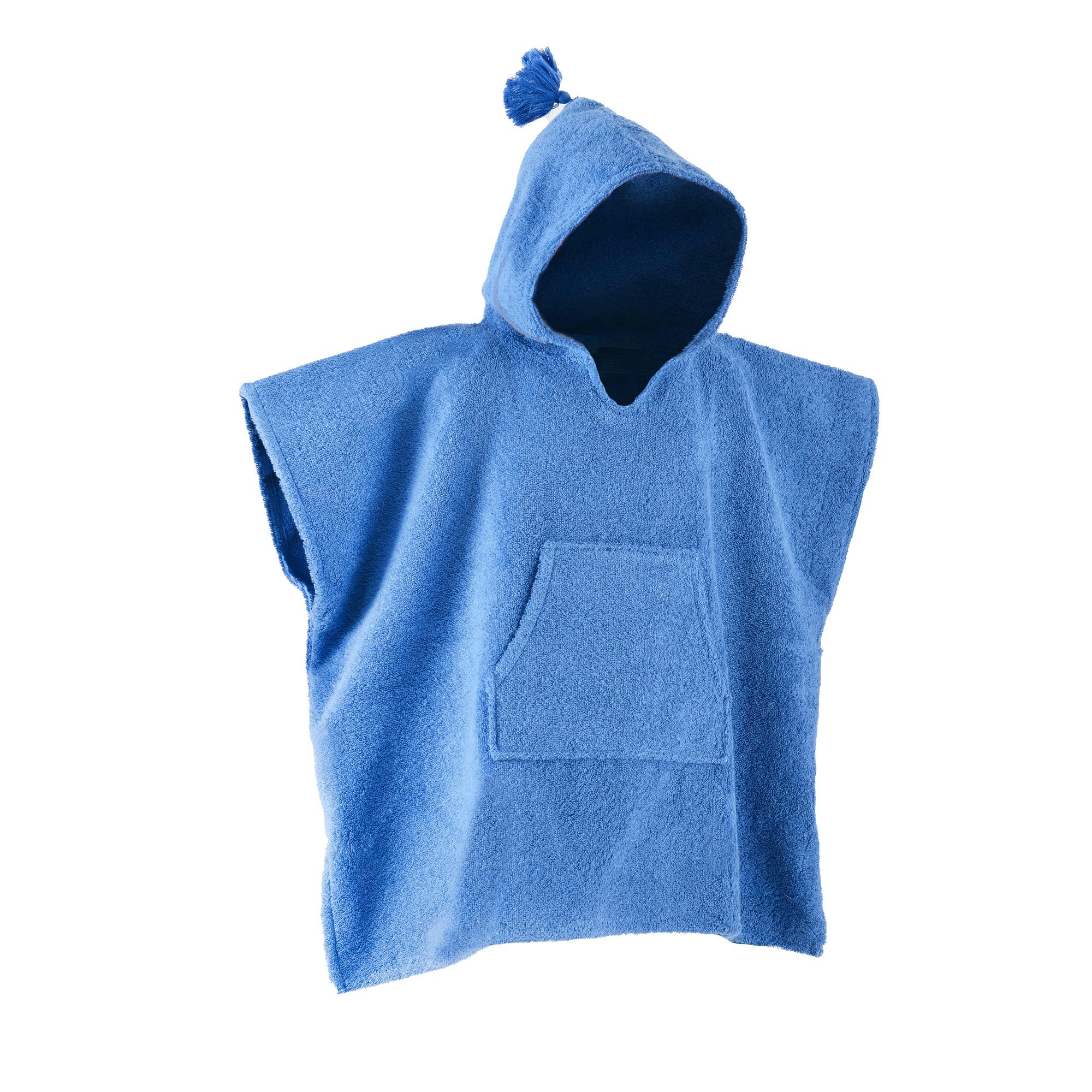 PONCHO KIDS - Peignoir poncho enfant bleu 2/3 ans en coton