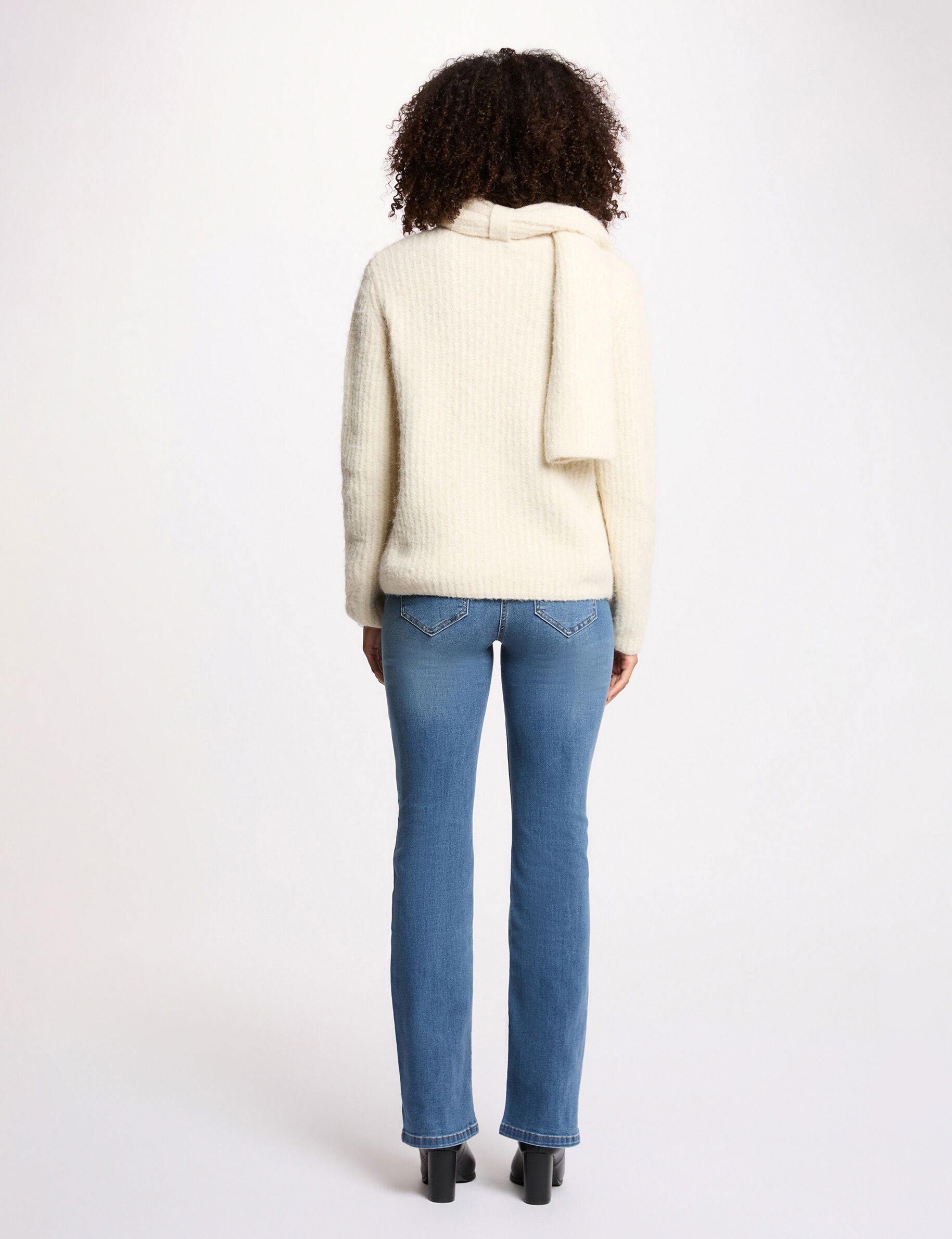 Sweater With Scarf Collar Ivory Women