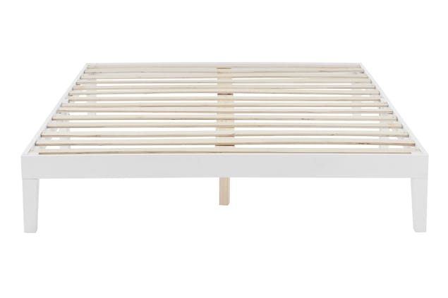 NNEKGE William Wood Bed Frame (Queen White)