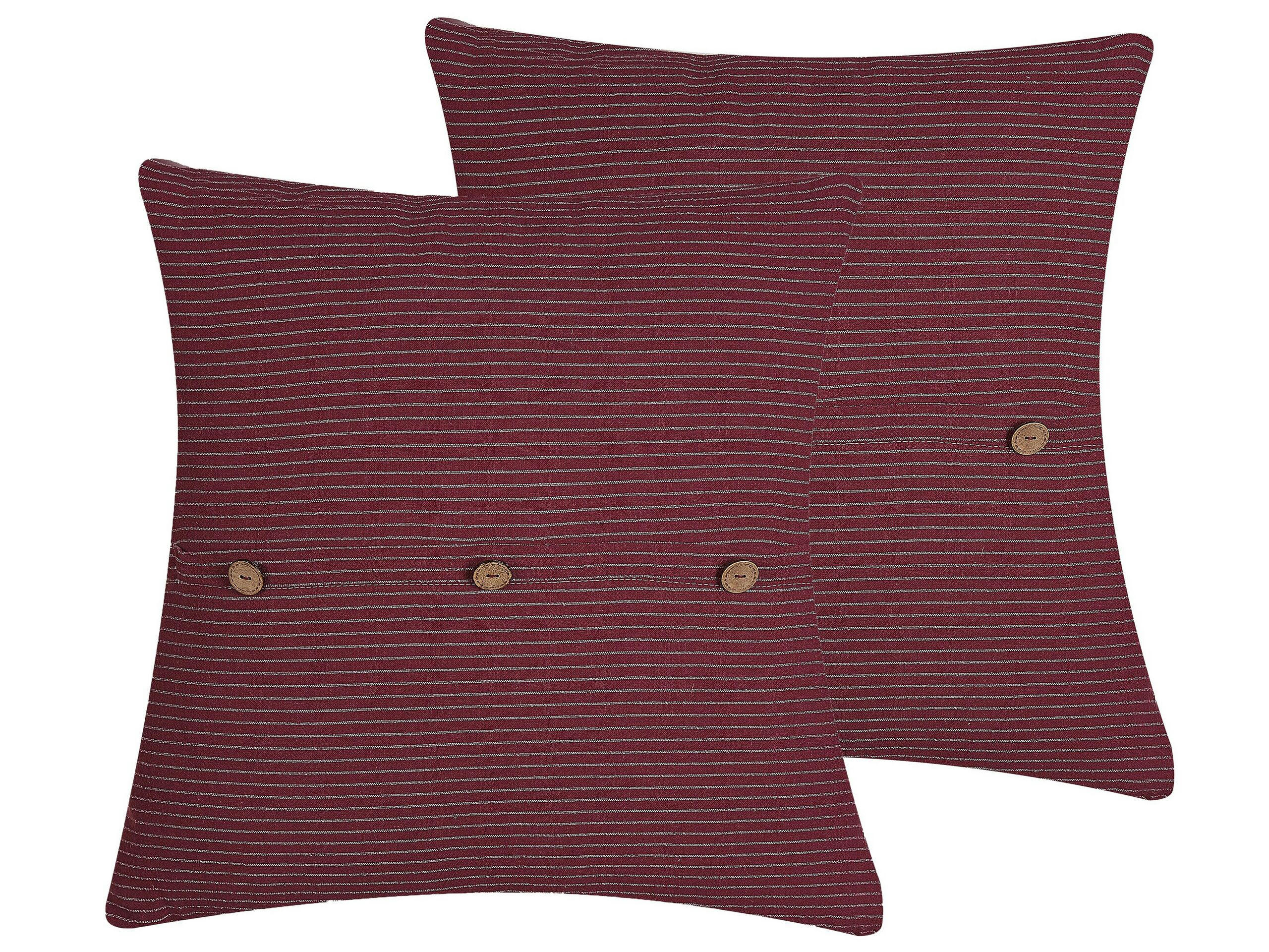 CAMPANULA - Lot de 2 coussin décoratifs en tissu rouge 43x6cm