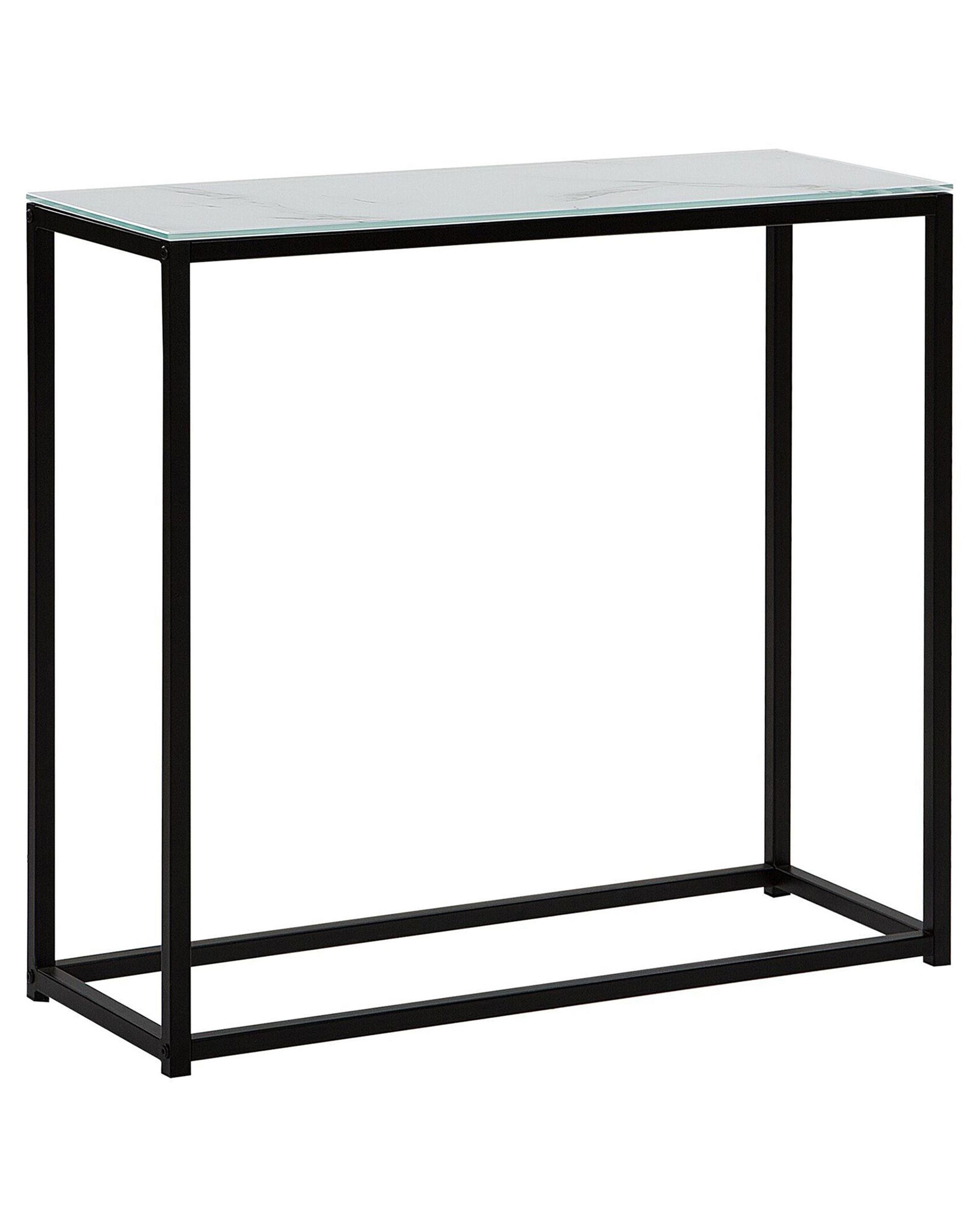 Console Table DELANO Tempered Glass Marble/ Black