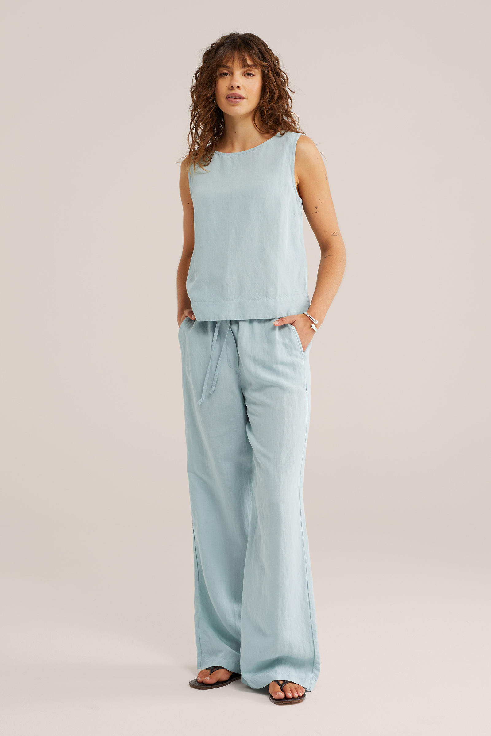 Dames singlet van linnenmix