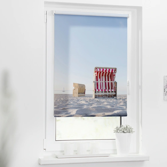 Rollo, ‎‎Klemmfix, 90x150 cm‎, Strandkorb, blau beige