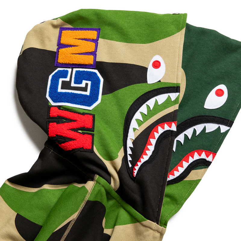 A Bathing Ape Mega ABC Camo Double Shark Full Zip Hoodie - Green