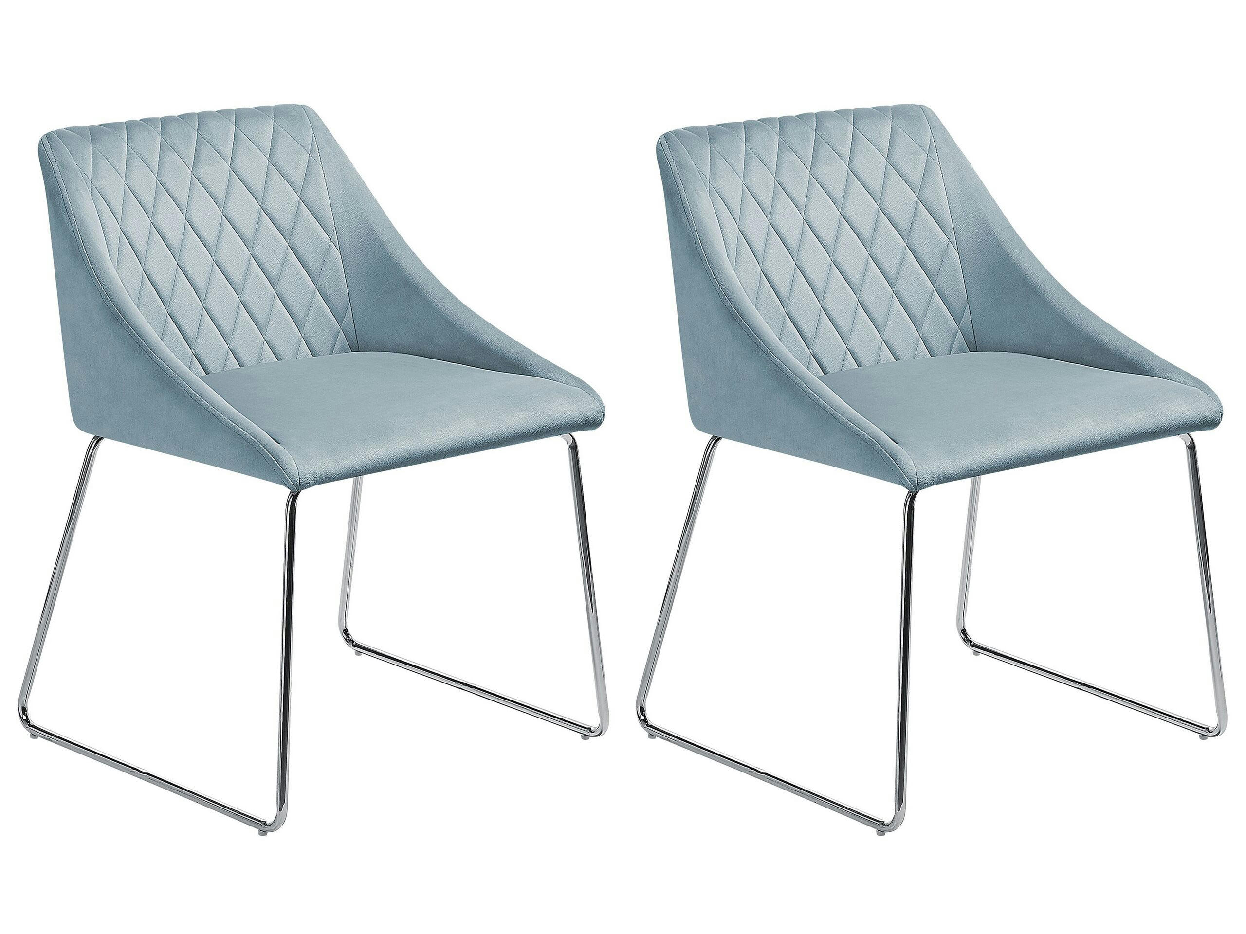 ARCATA - Lot de 2 chaises de salle à manger en velours bleu