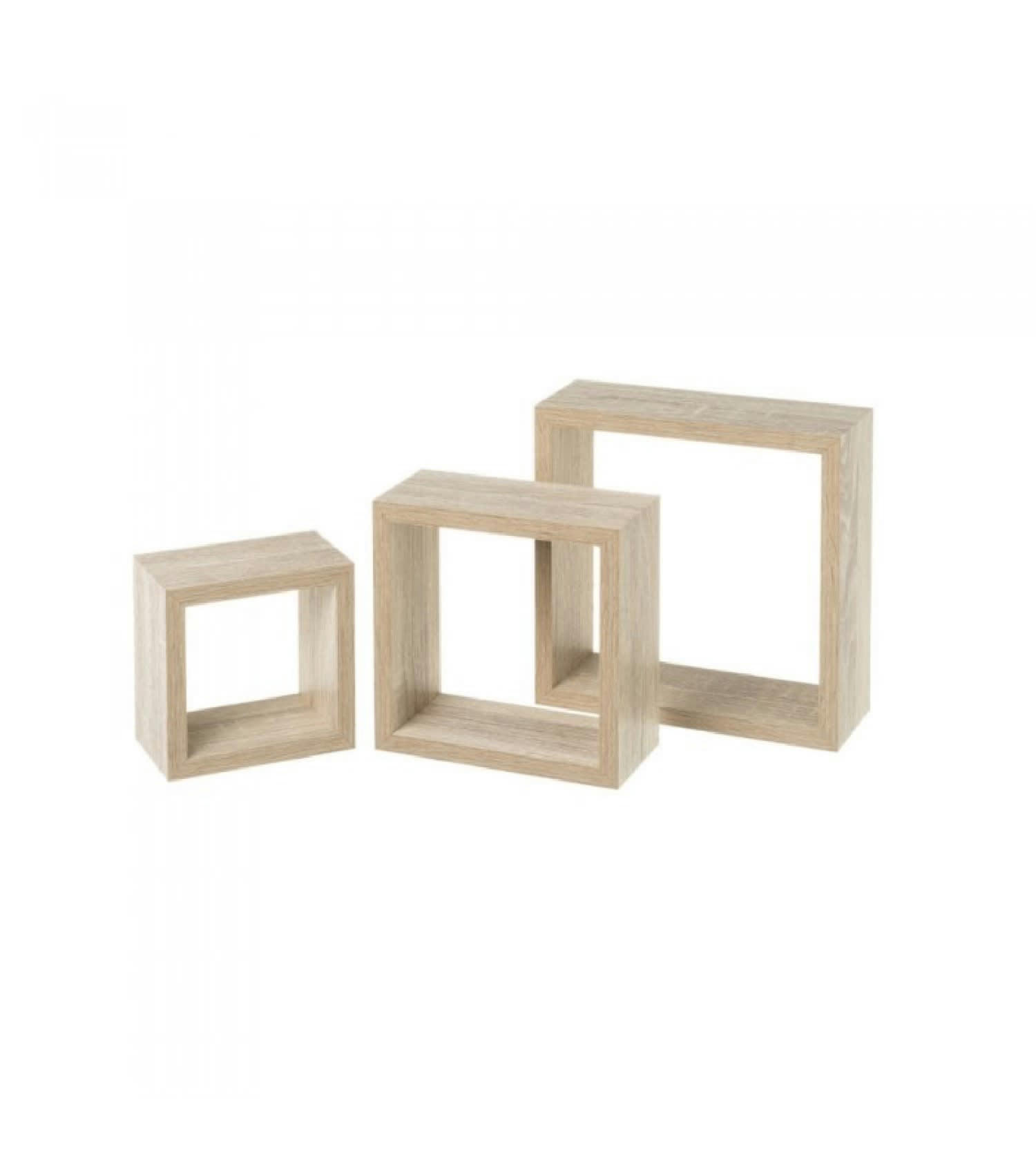 - Set de 3 étagères murales carrées en bois - 25x25x9cm