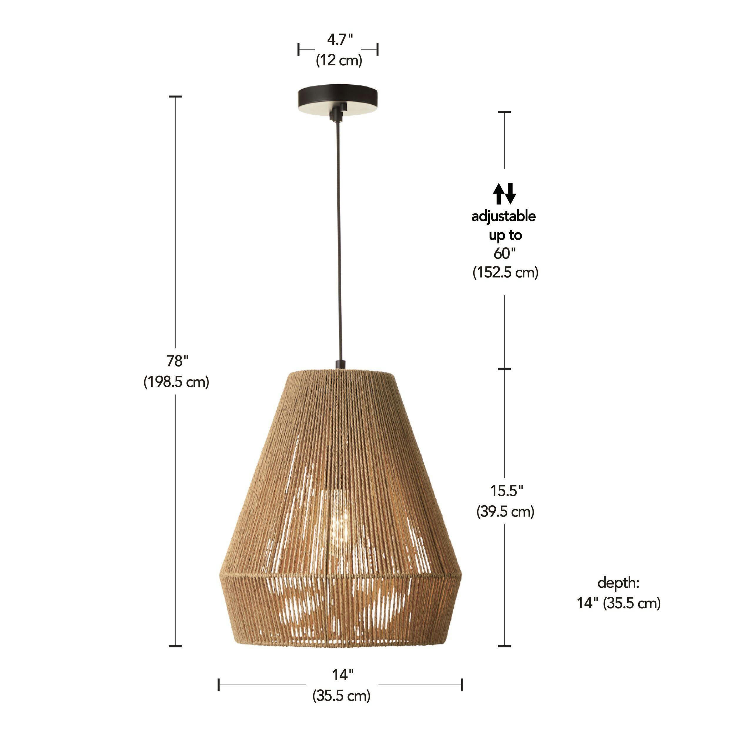 CANVAS Thorne 1-Light Pendant Light with Twine Shade, Matte Black