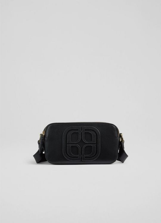 Perry Motif Black Leather Bag