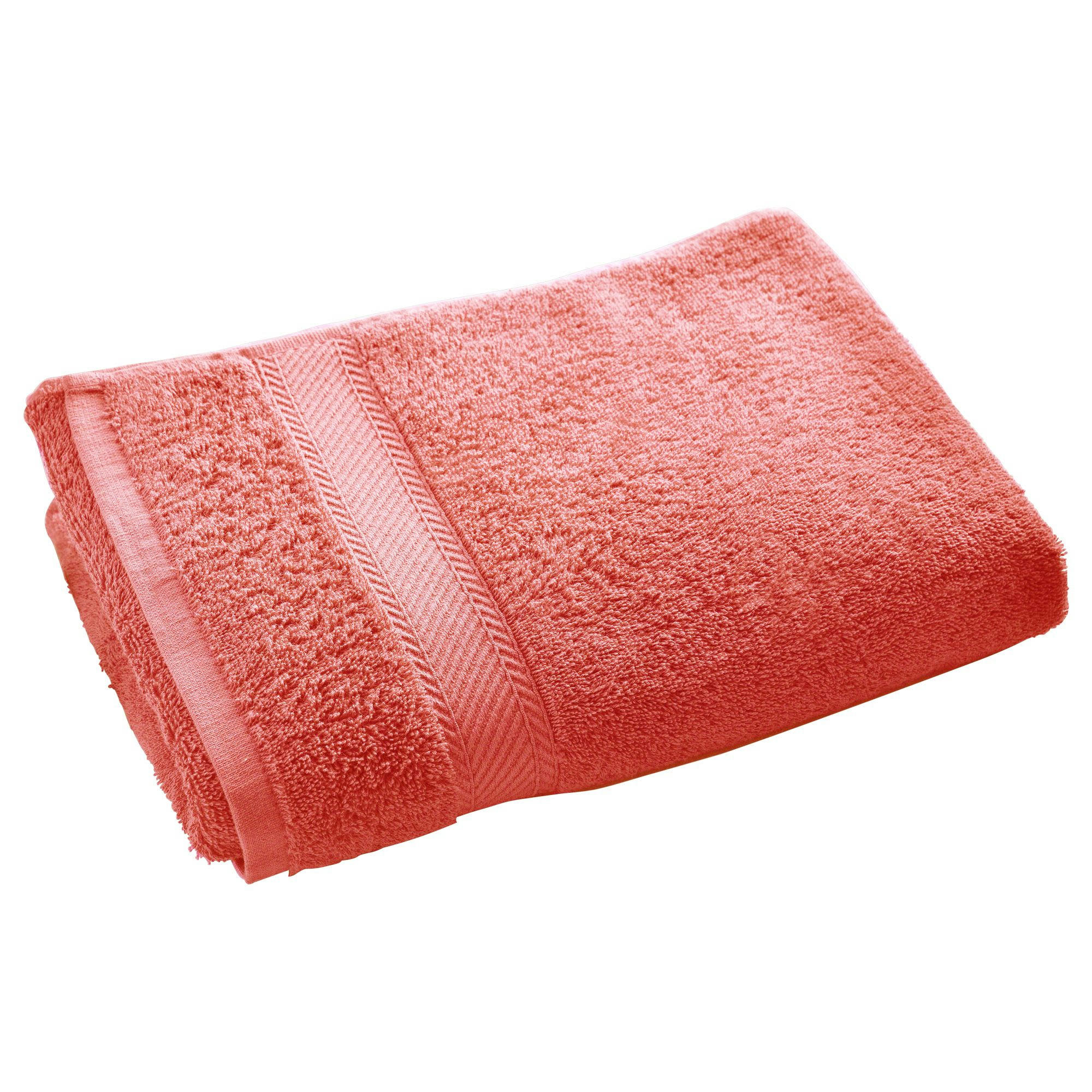 CLAIRE - Lot de 2 serviettes de toilette 50x100 rose corail en coton