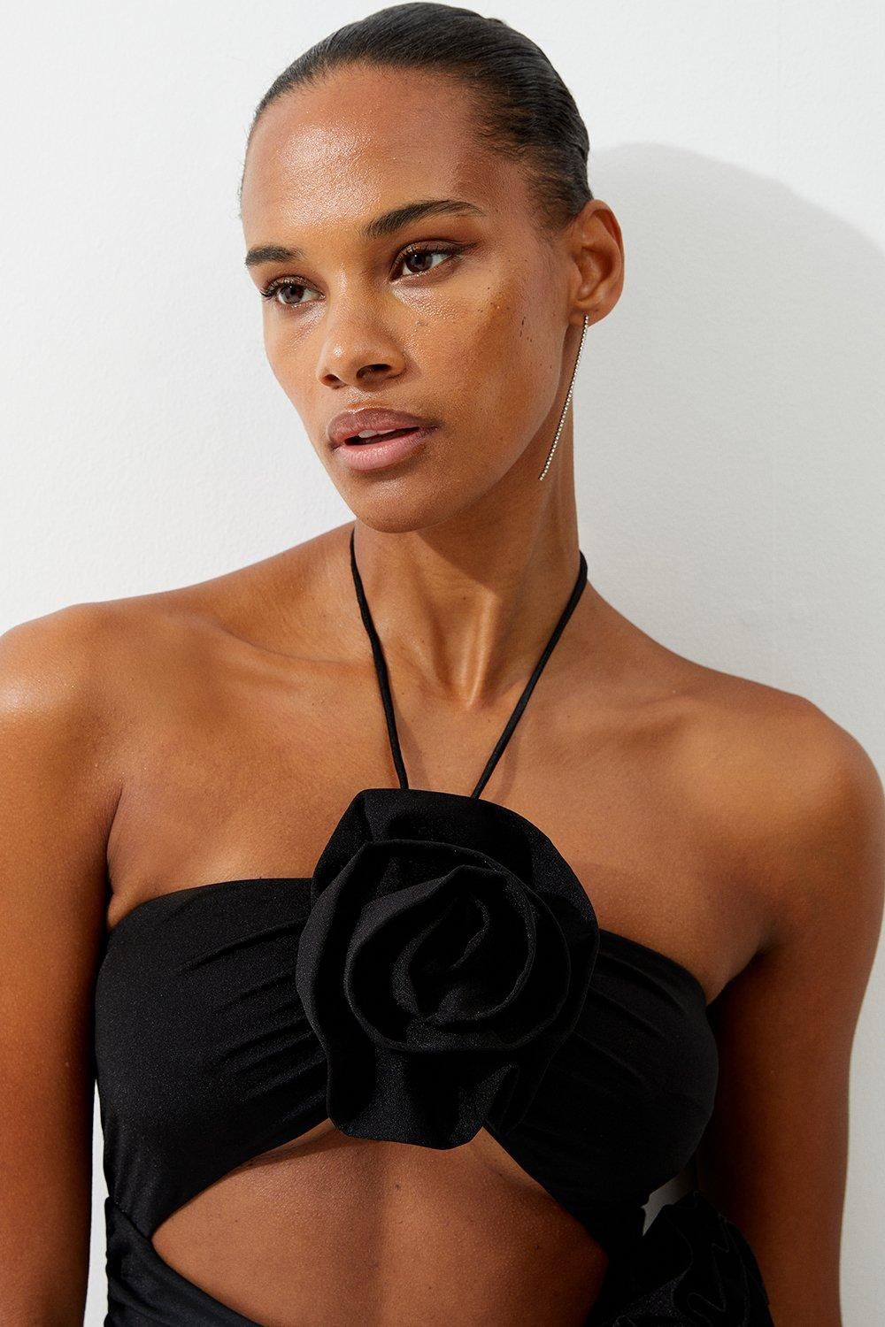 KarenMillen Rosette Cut Out Detail Swimsuit