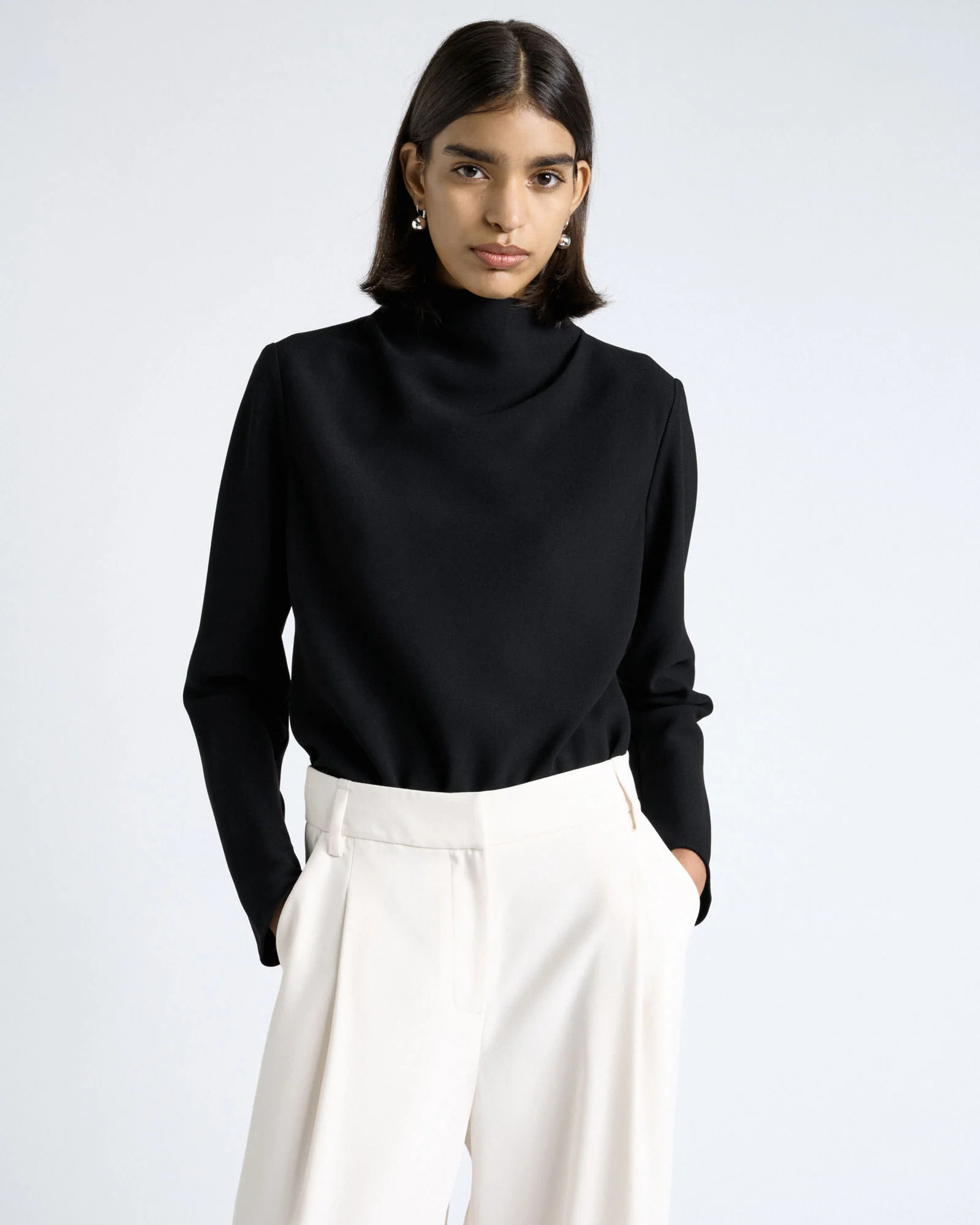 Crepe Long Sleeve Top