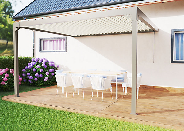 2 angles renforts en aluminium gris taupe RAL 7039 pour pergola adossée Salto Alumin'home