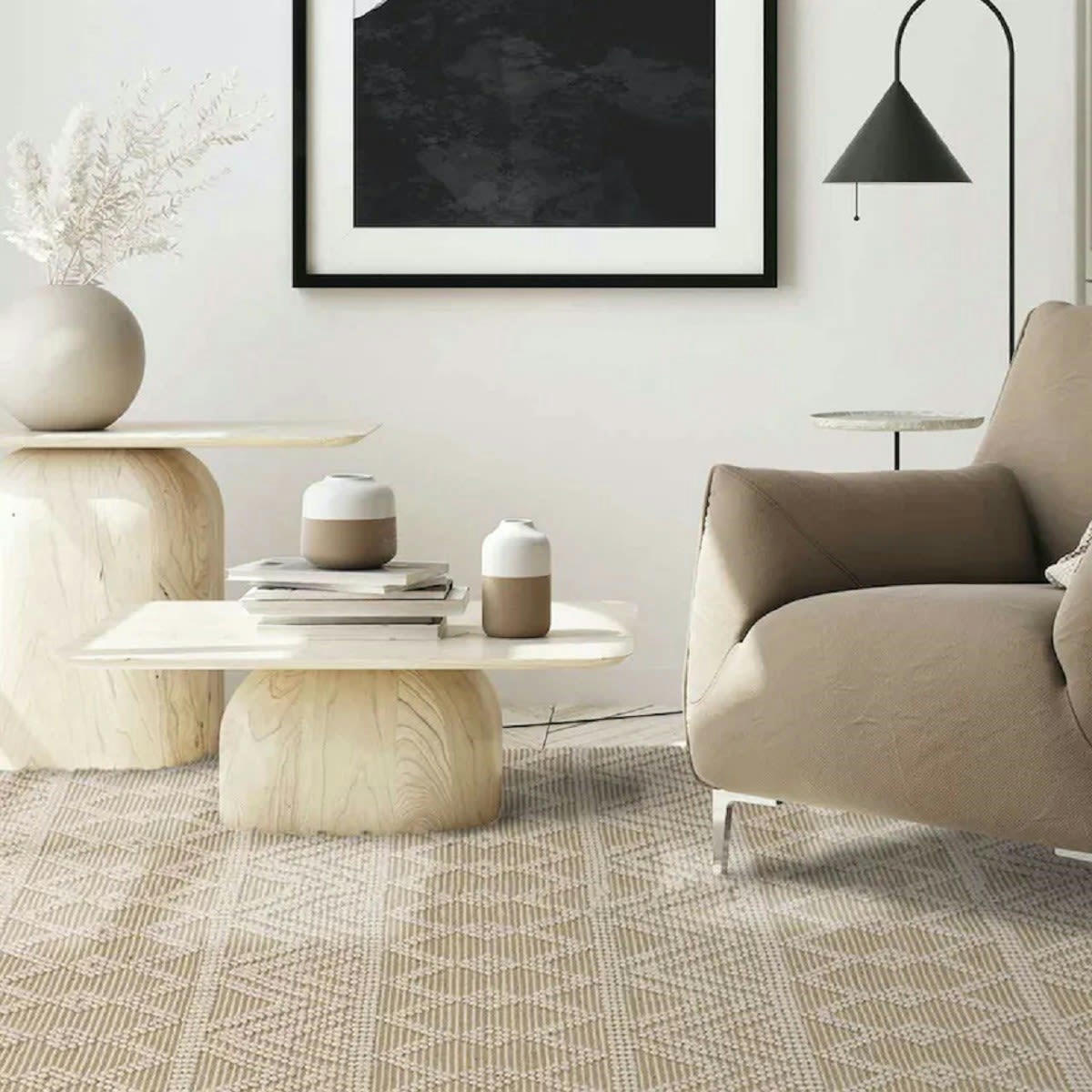 SAGRA - Tapis de salon en laine beige 160x230 cm