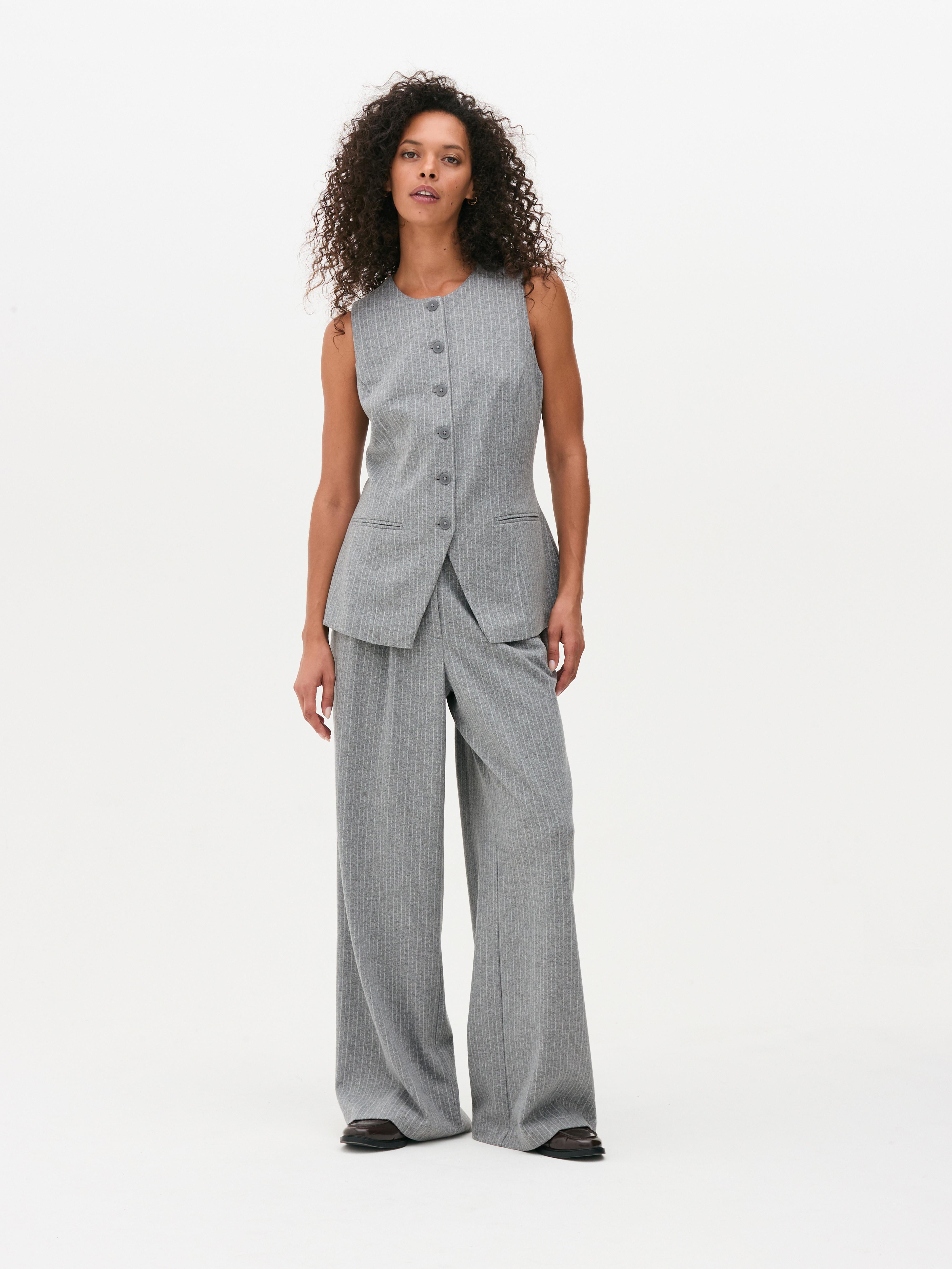 Pinstripe Wide Leg Pants