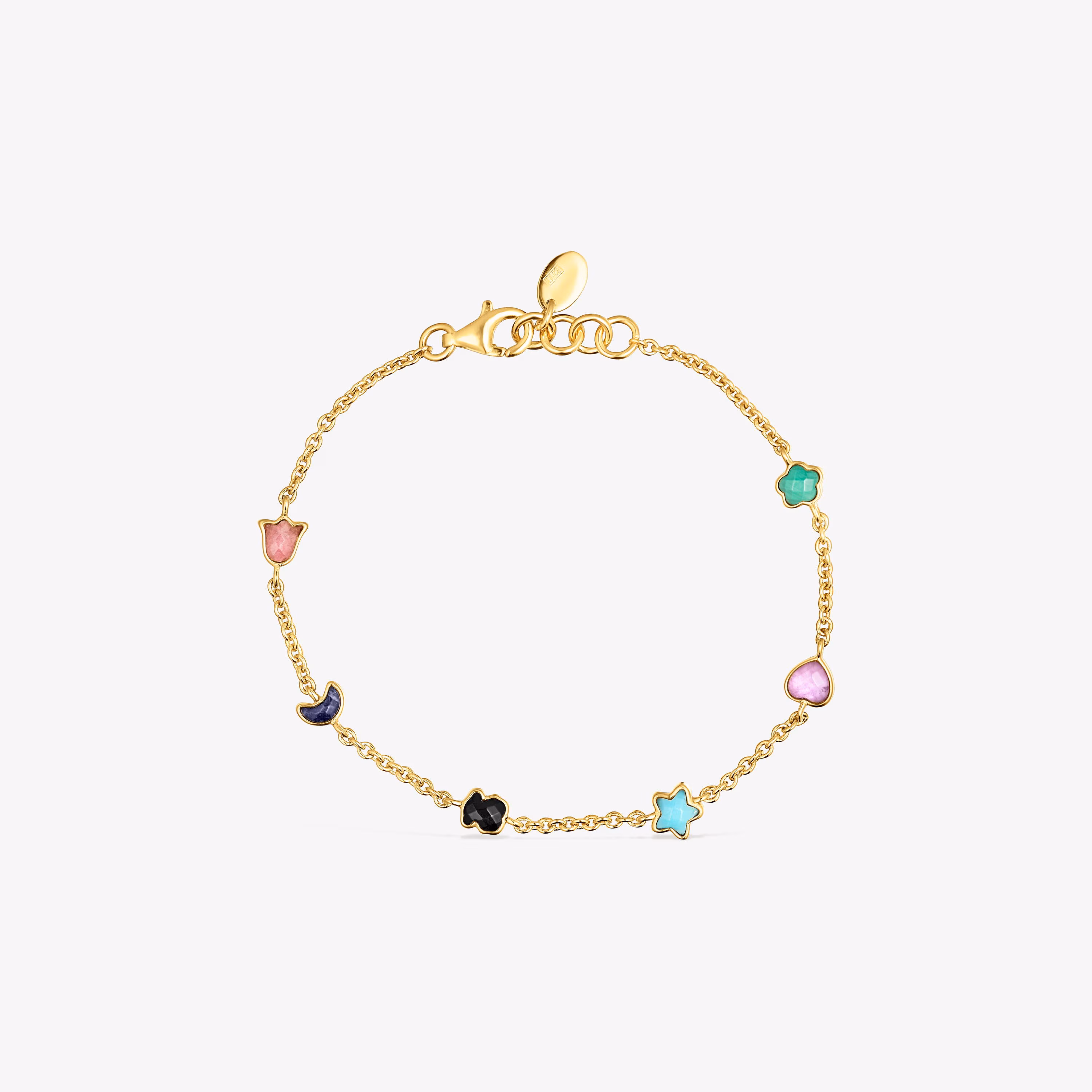 Pulsera con baño de oro 18 kt sobre plata y gemas 0,2-0,5 cm Glory
