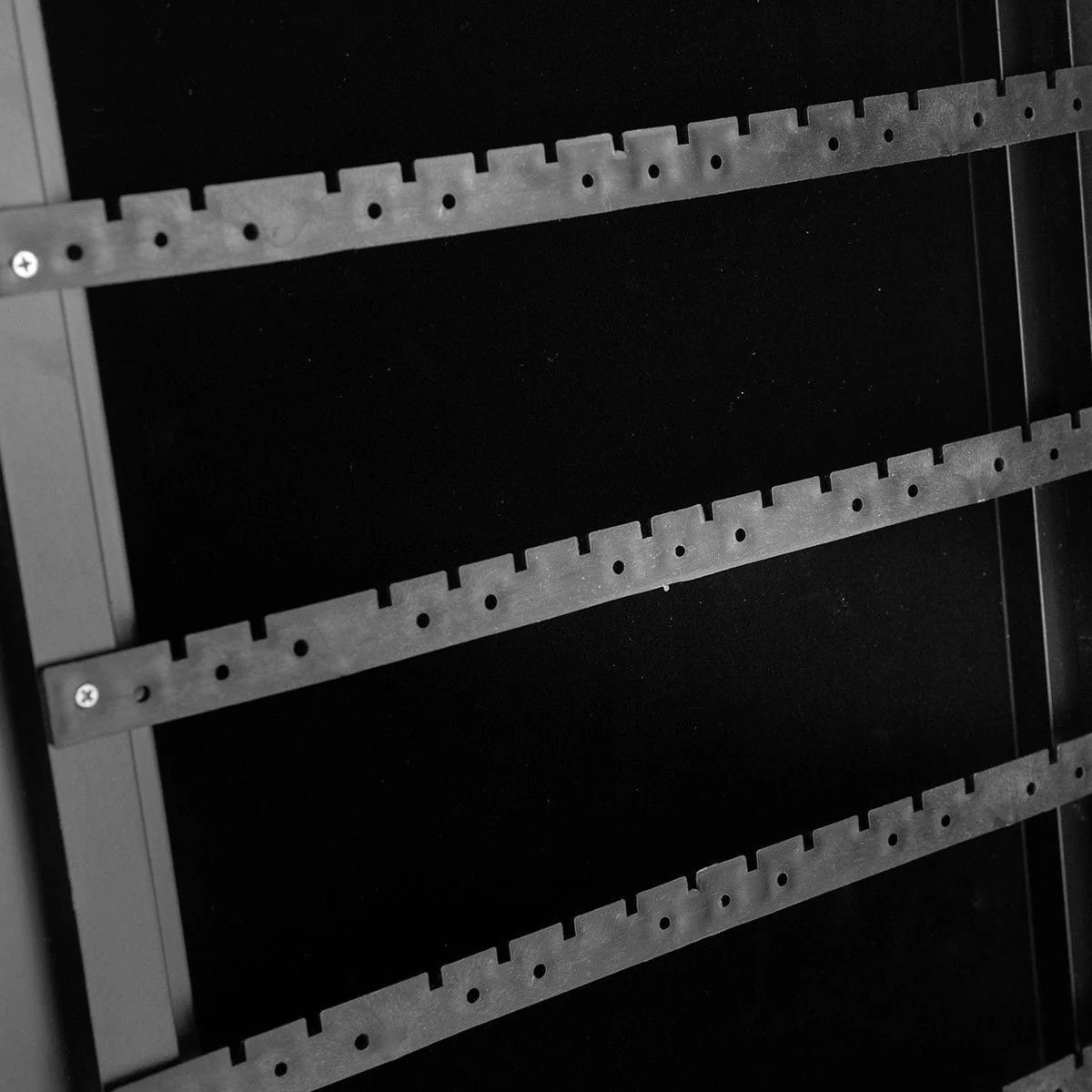 Black Standing Mirror Jewelry Cabinet with 3 Angle Tilting Positions and 5 Lined Shelves - 14.5 x 13.5 x 61 (L x W x H)